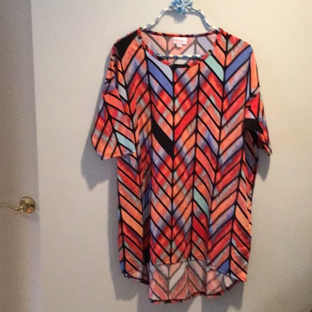 LuLaRoe Short Sleeve Orange/Black Tunic XS Long Back